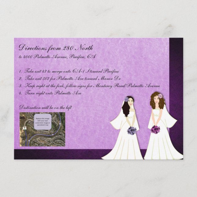 Carte d'itinéraire de Mariage lesbien de deux mari (Devant)