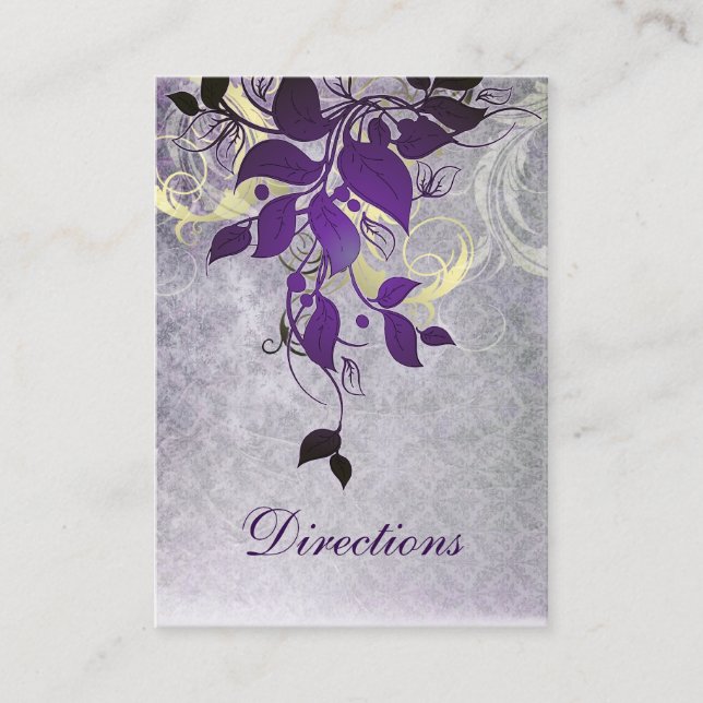 carte d'itinéraires de mariage d'hiver violet feui (Devant)