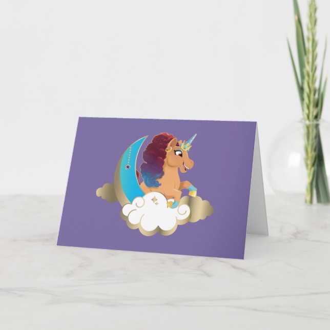Carte Divine la licorne | Lune et nuages (Devant)