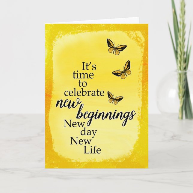 Carte Divorce Encouragement avec Papillons et Script (Devant)