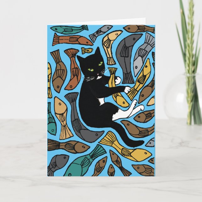 Carte Divorce séparation condoléances Chat et poisson (Devant)