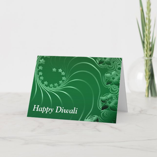 Carte Diwali heureux avec des rouleaux de fleur (Devant)