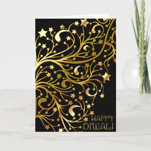 Carte Diwali heureux élégant tient le premier rôle l'or (Devant)