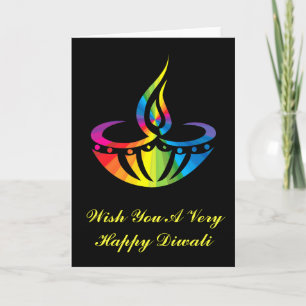 Carte Diwali - Lampe arc-en-ciel