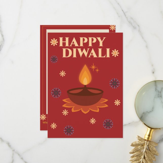 Carte Diwali personnalisée (Devant/Arrière en situation)