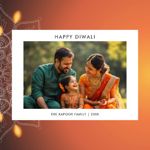 Carte Diwali simple en noir et blanc