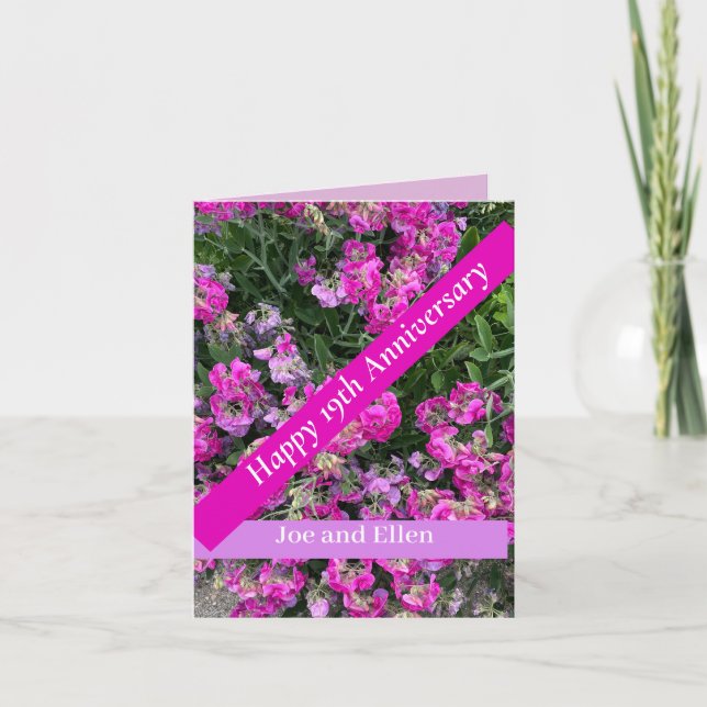 Carte Dix-neuvième anniversaire du Mariage Pois doux (Devant)