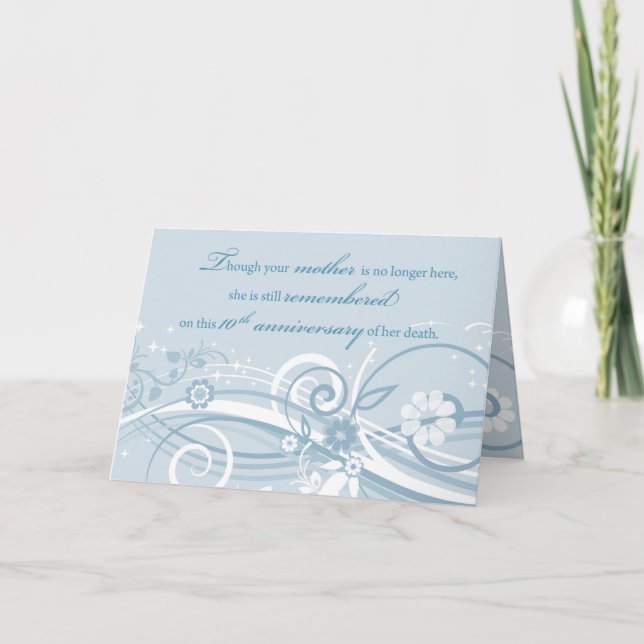 Carte Dixième anniversaire de la perte de maman 10ème pe (Devant)