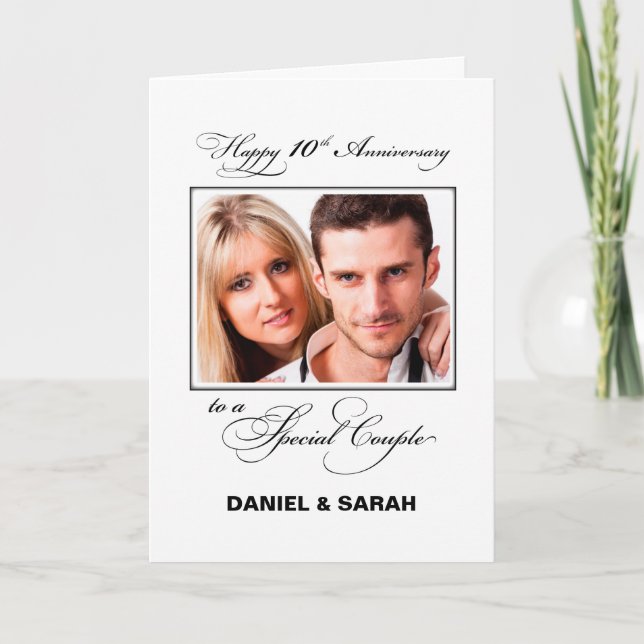 Carte Dixième anniversaire du Mariage Nom et photo perso (Devant)
