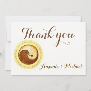 CARTE D'MARIAGE MERCI Gold Yin Yang colombe Harmon