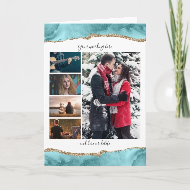 Carte do-it-yourself 5 anniversaire photo mariage marbre (Devant)