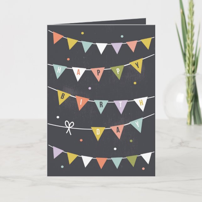 Carte do-it-yourself Rustic Chalkboard Birthday bunded (Devant)