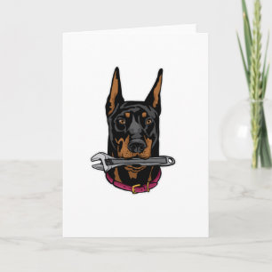 Carte Doberman avec clé anglaise