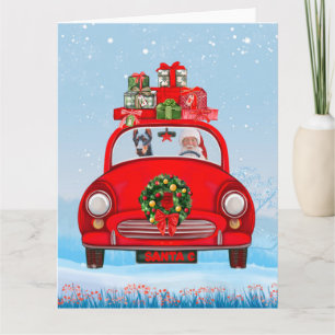 Carte Doberman Chien Dans Une Voiture Avec Le Père Noël