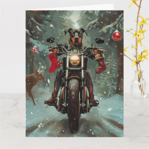 Carte Doberman Chien équitation Moto Noël