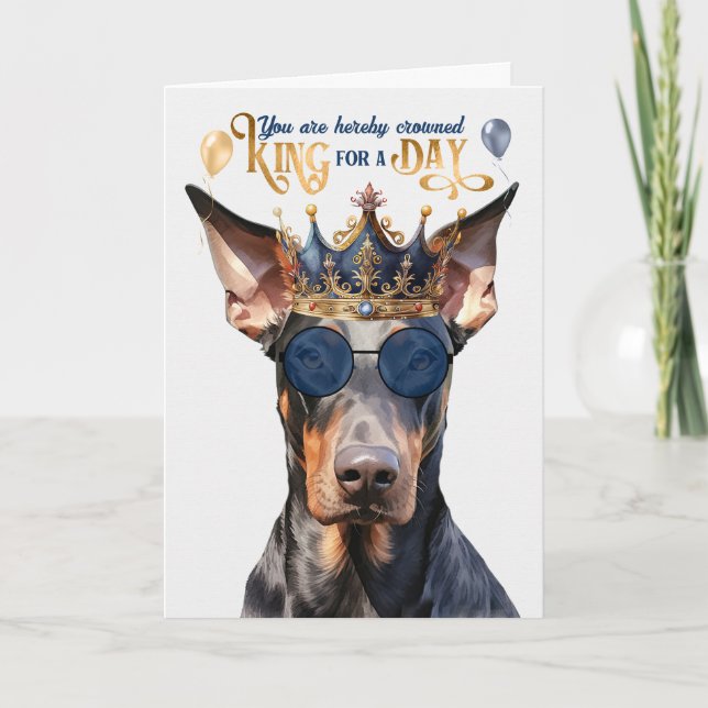 Carte Doberman Chien King pour une journée d'anniversair (Devant)