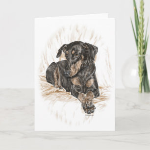 Carte Doberman Chien oreilles naturelles