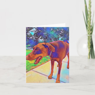 Carte Doberman Jouer Ball Blank Grey Card