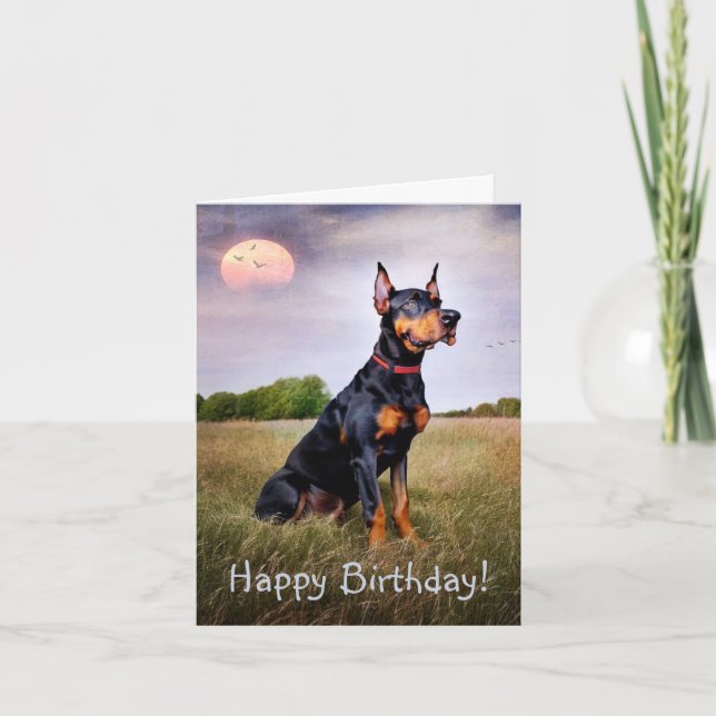 Carte Doberman Joyeux anniversaire (Devant)