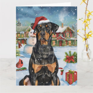 Carte Doberman Merveilleux Noël Joyeux Noël