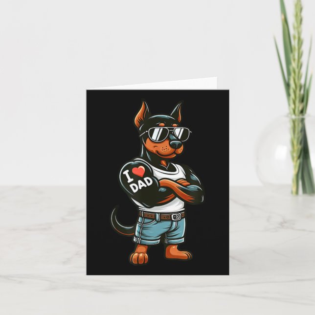 Carte Doberman Pinscher I Love Papa Funny Chien Tattoo (Devant)