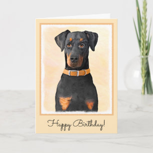 Carte Doberman Pinscher Peinture non découpée Art origin