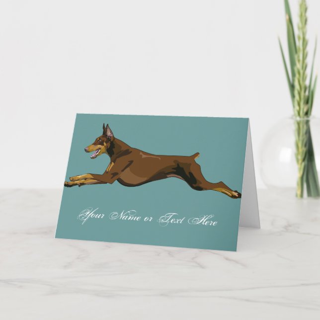 Carte Dobermann courant, rouge (Devant)