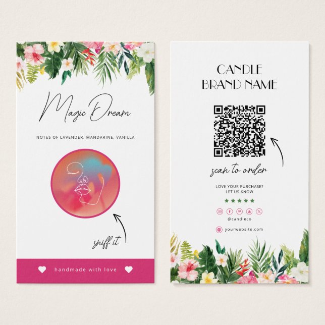 Carte d'odeur de bougie tropicale, Échantillons de (Devant & derrière)