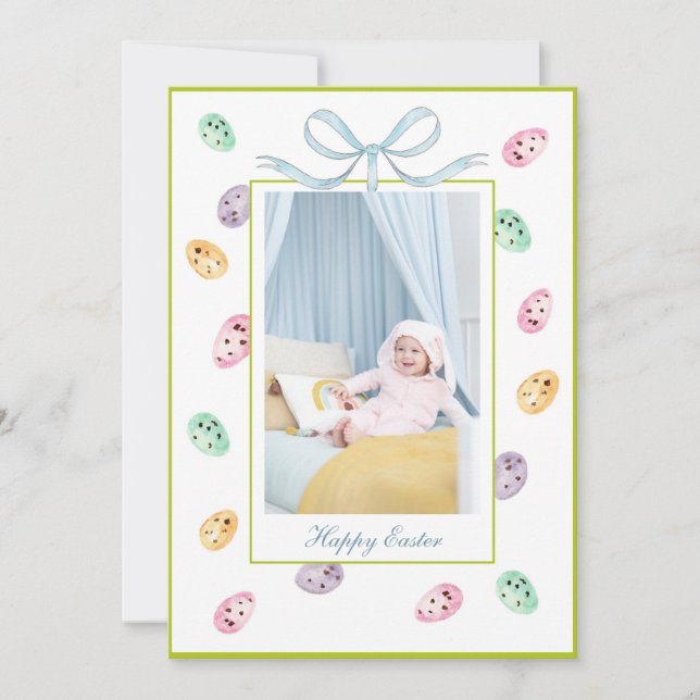 Carte d'Oeuf de Pâques à l'aquarelle mignonne avec (Devant)