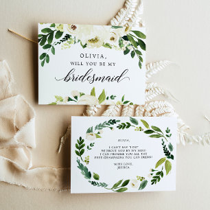 Carte d'offre de Bridesmaid Roses blanches