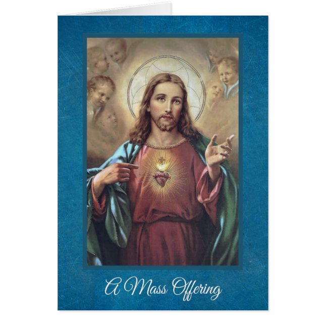 Carte d'offre de messe catholique du Sacré-Coeur (Devant)
