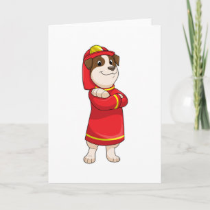 Carte Dog as Firefighter with Helmet