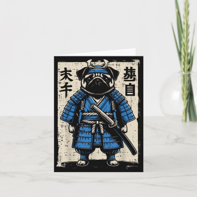 Carte Dog Pug Samurai Funny Japanese Warrior Art Men Wom (Devant)