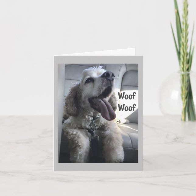 CARTE DOGGIE LANGUE EST "HAPPY BANTHDAY" WOOF WOOF (Devant)