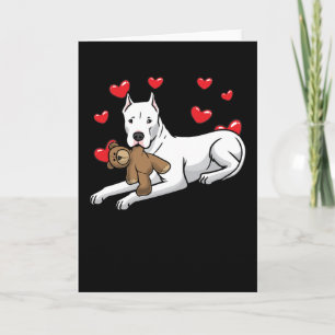 Carte Dogo Argentino Chien Avec Animal Stuffé Et Coeurs