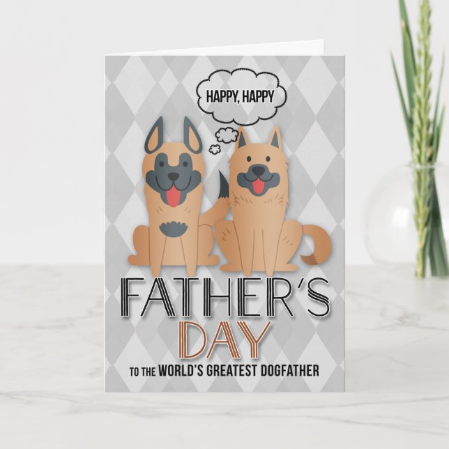 Carte Dogs Fête des pères Cute Caricature et Jacquard (Devant)