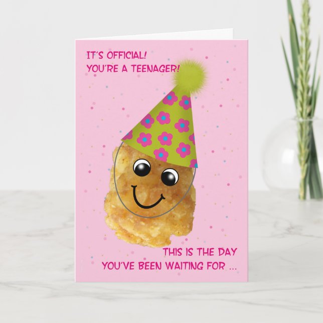 Carte Doigt drôle de Tater de l'anniversaire 13 Girly (Devant)