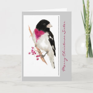 Carte d'oiseau de la Soeur de Noël Grosbeak