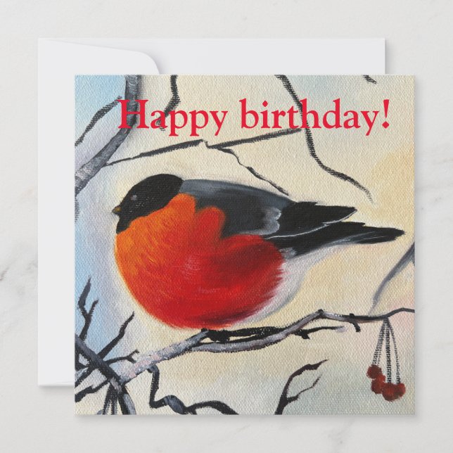 Carte d'oiseau d'hiver pour anniversaire (Devant)