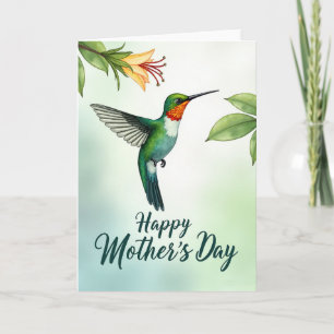 Carte d'oiseau-mouche à l'aquarelle