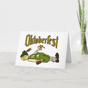 Carte d'Oktoberfest avec l'Allemand ivre sur le