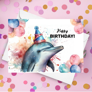 Carte Dolphin Aquarium Sea Life Mignonne Joyeux annivers