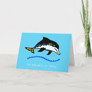 Carte DOLPHIN dessiné à la main - Nature - bleu océan