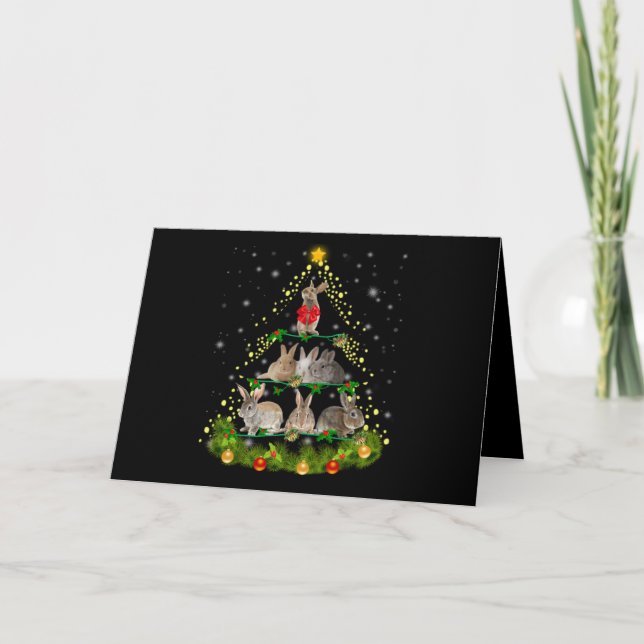 Carte Don Bunny| Lapin Lapin Feu d'Arbre de Noël (Devant)