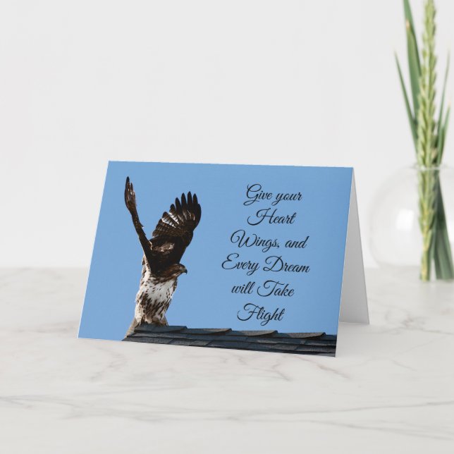 Carte Donnez à vos ailes du coeur une photo de faucon à  (Devant)