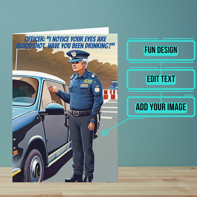 Carte Donut Joke Funny Police Anniversaire (This fun card is specifically for the police officer friend in your life.)
