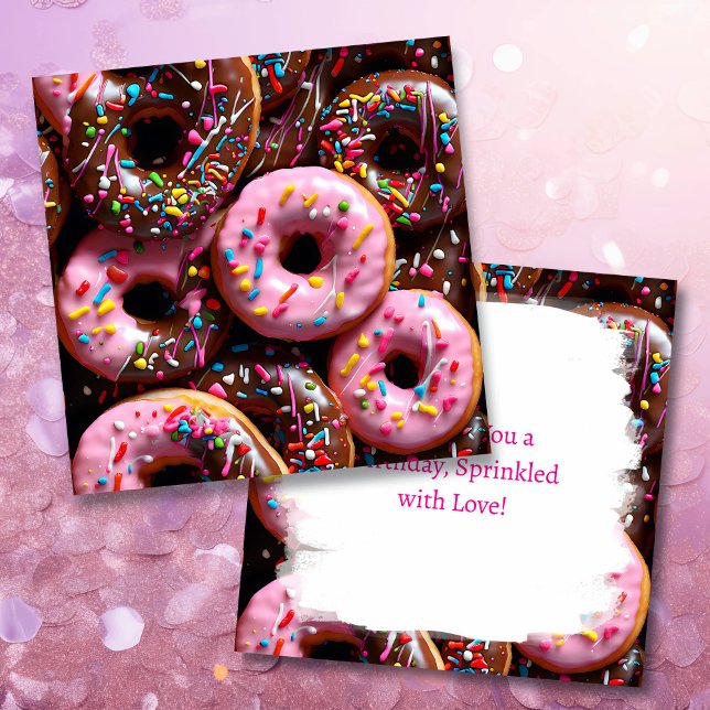 Carte Donuts Yummy Rose et Chocolat Anniversaire (Créateur téléchargé)