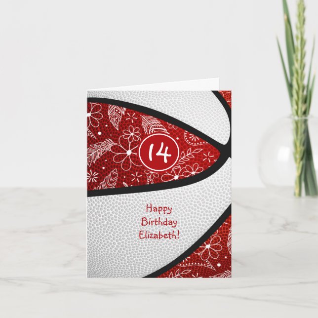 Carte doodé motif rouge blanc basketball à chaque occasi (Devant)