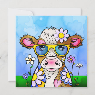 Carte Doodle Cow Portrait