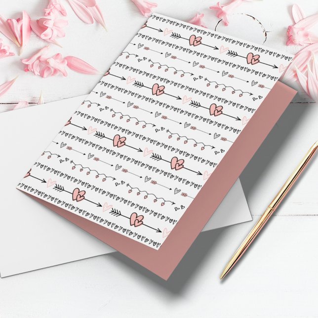 Carte Doodles de la Saint-Valentin (Cute Hearts and Arrows Doodles custom text card for Valentine's Day, anniversary or just because.)